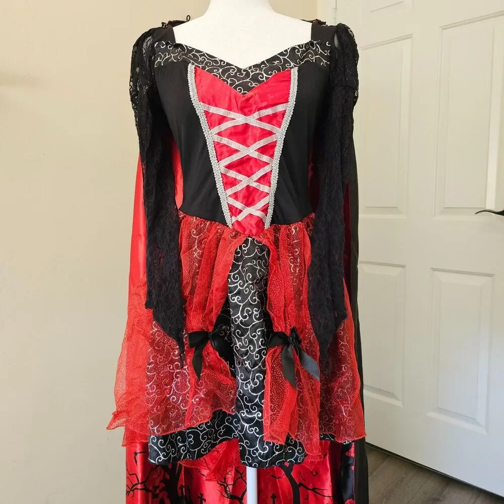 Leg Avenue Vampire Temptress Countess Sexy Cape Mini Dress Coat Costume Womens L - Picture 5 of 8